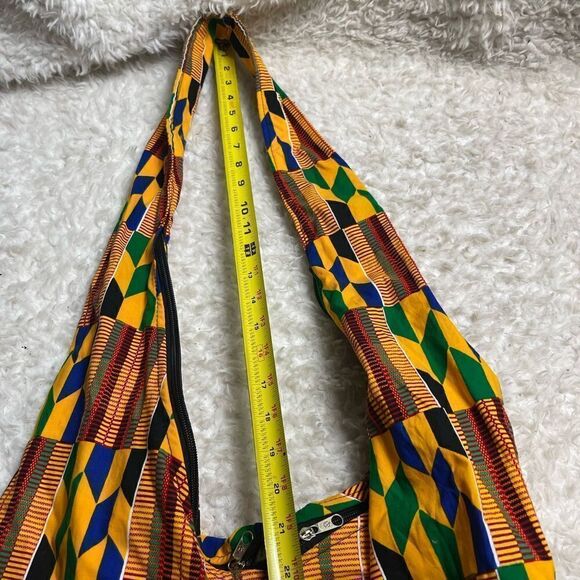 Colorful Kente extra large fabric bucket style shoulder crossbody bag - Picture 14 of 16
